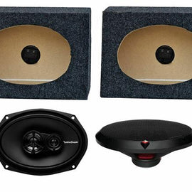 2) Rockford Fosgate R169X3 6x9" 130W Car Speakers + 2) Angled 6x9" Speaker Box