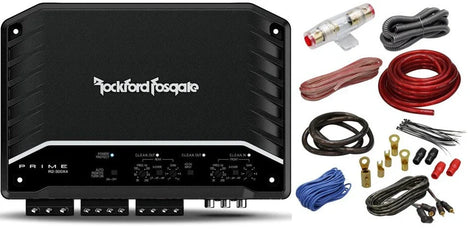 R2-300X4 Rockford Fosgate Prime 300W 4-Channel Class D Amplifier + 4-Ch Amp Kit