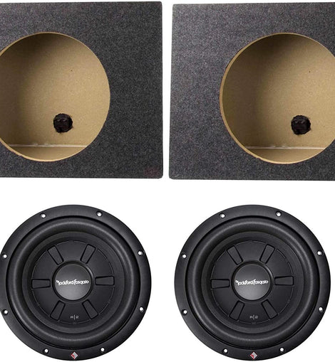 2 Rockford Fosgate Prime R2SD4-12 Shallow Subwoofer + 2 Single Sealed Boxes