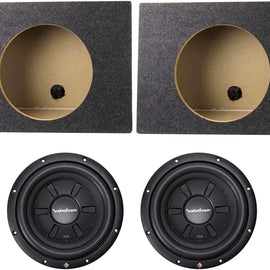 2 Rockford Fosgate Prime R2SD4-10 + 2 Single Sealed Boxes <br/>prime stage  400W Max (200W RMS) 10" shallow mount dual 4-ohm voice coils subwoofer + 2 Single Sealed Boxes
