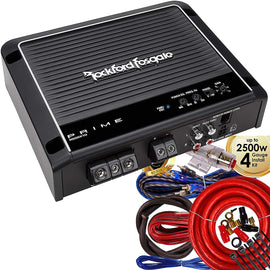 Rockford Fosgate Prime R500X1D 1-Channel Class D Car Mono Amplifier + 4G Amp Kit