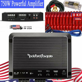 Rockford Fosgate PrimeR2-750X1750 Watts Monoblock Amplifier + 0 Gauge Amp Kit