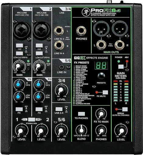 Mackie PROFX6v3 6 Channel Professional Effect Mixer with USB GigFX Effects