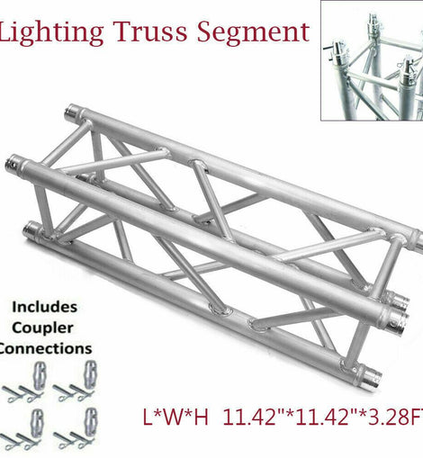 MR Truss 1 Meter (3.28ft) Straight Square Aluminum Truss Segment for Pro Lighting + 4 Coupler Connections