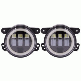 Metra JP-702FLB Fog Lights with Black Face and Full Halo 4 Inch, 6 LED for Jeep