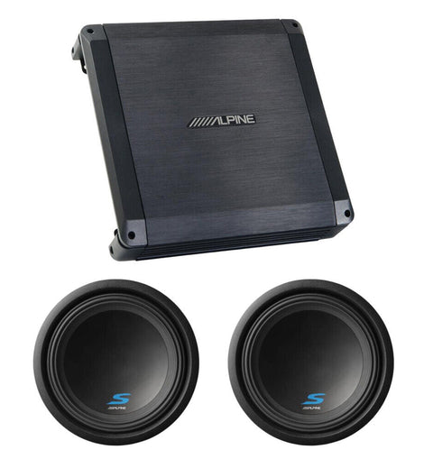 Alpine BBX-T600 300W 2 Channel Amplifier with Pair of S-W12D4 12 Inch Subwoofers