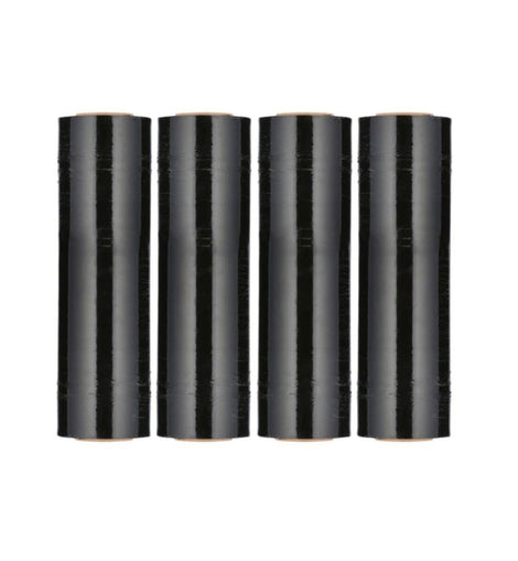 4 Rolls BLACK Hand Pallet Shrink Wrap Plastic Stretch Film 18