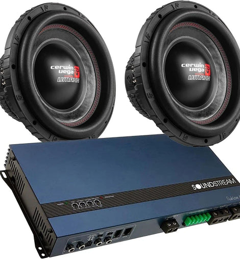 Soundstream RN1-5000D 5000W Bass Amplifier + 2 Cerwin Vega VMAX12D4 2000W Subwoofers