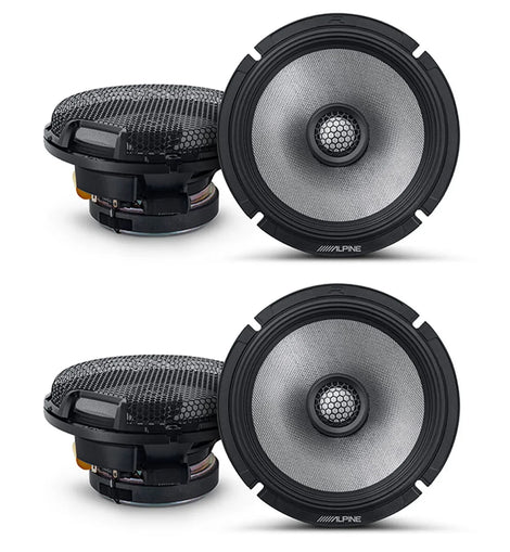 2 Pair Alpine R2-S65 R-Series 6 1/2-inch Coaxial 2-Way Speakers