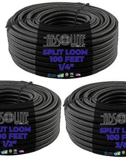 300 FT (100 Feet Each Roll) 1/4" & 3/8" & 1/2" Split Loom Wire Tubing Hose Cover Auto Home Marine