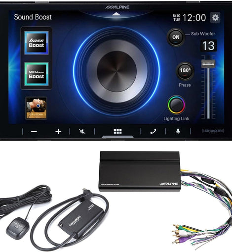 Alpine iLX-W670 2-DIN Car Stereo, KTA-450 PowerStack Amp + SiriusXM Tuner Bundle