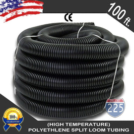 100 Ft 1" Split Wire Loom Conduit Polyethylene Tubing Black Color Sleeve Tube US