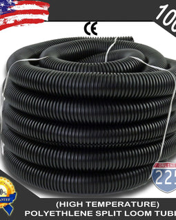 100 Ft 1" Split Wire Loom Conduit Polyethylene Tubing Black Color Sleeve Tube US