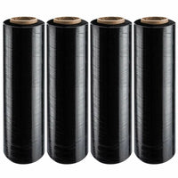 4Rolls 80 Gauge Black Stretch Film Shrink Pallet Wrap 18" X 1500 SQFT Heavy Duty