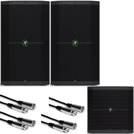 Mackie Thump215 15" 1400W Powered Speaker Pair &  Thump115S 15" Subwoofer & 4 XLR Cables