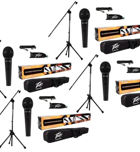 4 Peavey PV MSP1 Complete Microphone with Stand Kit XLR Cable Included