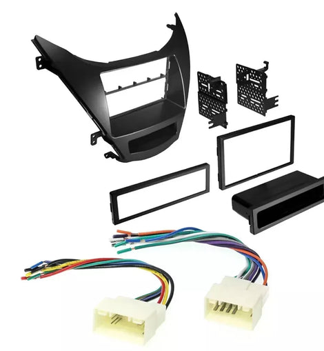 Single/Double DIN Car dash Install Kit fit 2011-2013 Hyundai Elantra & Harness