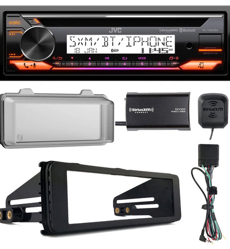 JVC KD-T92MBS Bluetooth CD AUX AM/FM Receiver Install Kit SiriusXM Tuner Harley Davidson Cover