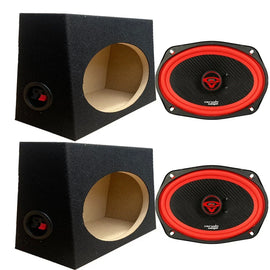 Cerwin Vega V69 420W 6x9" 2 Way Car Speakers + Angle Speaker Box Black Pair