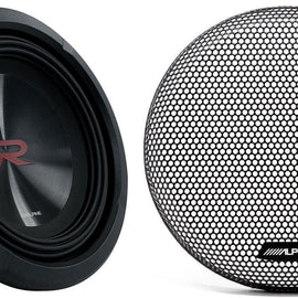 2 Alpine R2-W8D4 8" R Series 1,000 Watt Car Audio Subwoofer, 4 Ohm, Dual VC Sub + KTE-8G.3 Grille