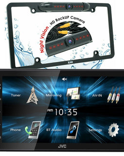 JVC KW-M180BT 2 DIN 6.75" Media Player USB Mirroring For Android Bluetooth + CAM1500 Backup Camera