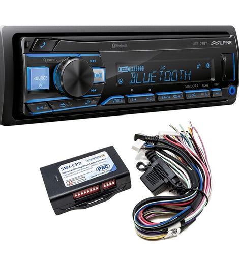 Alpine UTE-73BT Single DIN Bluetooth AM/FM Receiver PAC SWI-CP2 Steering Wheel Interface