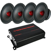 Cerwin Vega CVP1400.4 4 CH 1400W Amplifier & 2 PROMID65P 500W 6.5" Mid-Range Car Speakers Bundle