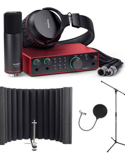 Focusrite Scarlett 2i2 Studio 4th Gen Bundle Portable Isolation Filter Stand Pop Filter