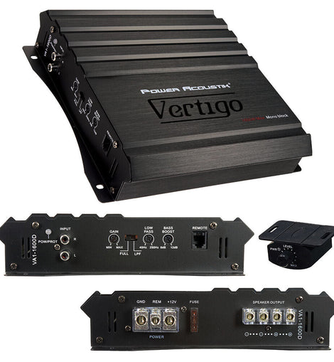 Power Acoustik VA1-1600D Vertigo Series Class D Monoblock Amplifier