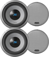 2 Alpine S2-W12D2 1800W 12" Dual 2 ohm Car Subwoofer + KTE-12G.3 Grille