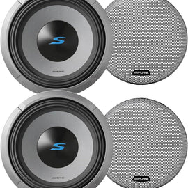 2 Alpine S2-W12D2 1800W 12" Dual 2 ohm Car Subwoofer + KTE-12G.3 Grille