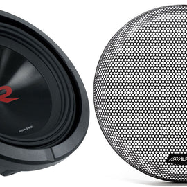 2 Alpine R2-W12D4 2250W 12" R-Series Dual 4-Ohm Car Subwoofer + KTE-12G.3 Grille