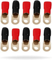 Absolute 0 Gauge Ring Terminal 10 Pack 1/0 AWG Wire Crimp Cable Red/Black 5/16