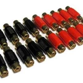 MR DJ MDFF100-10 Female-to-Female RCA Barrel Connector Red & Black (10 Pack)