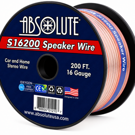 Absolute USA S16G200 16 Gauge 200 Feet Clear 2-Conductor Speaker Wire