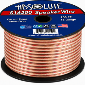 Absolute USA S16G200 16 Gauge 200 Feet Clear 2-Conductor Speaker Wire