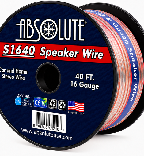 Absolute USA S16G40 16 Gauge 40 Feet Clear 2-Conductor Speaker Wire