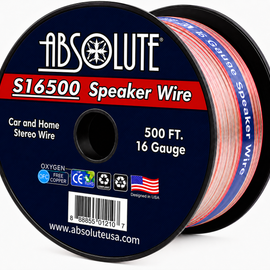 Absolute USA S16G500 16 Gauge 500 Feet Clear 2-Conductor Speaker Wire