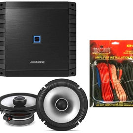 Alpine S2-A36F 600W 4-Channel Car Amplifier & S2-S65 6.5" Coaxial Speakers & KIT10 Installation AMP Kit