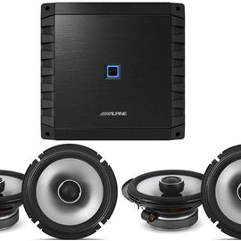 Alpine S2-A36F 600W 4CH Amplifier & 2 S2-S65 6.5" Speakers & KIT10 AMP Kit