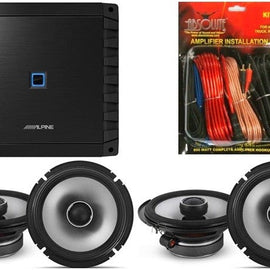 Alpine S2-A36F 600W 4CH Amplifier & 2 S2-S65 6.5" Speakers & KIT10 AMP Kit