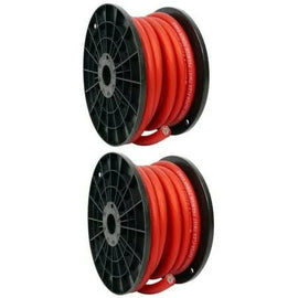 2 BULLZ Audio 1/0 Gauge 50 FT Xtreme Twisted Power Ground Wire Cables Red