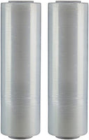 BM Paper 2 rolls hand stretch plastic film shrink pallet wrap 1500 square feet, 80 gauge, 18"