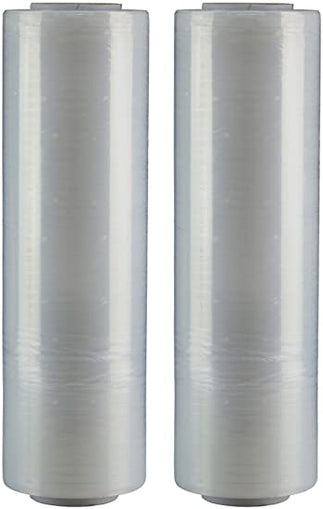 Two (2) Rolls Clear Hand Stretch Plastic Film Pallet Shrink Wrap