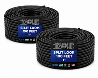 Absolute SLT10-200 200' 1" 25mm Split Wire Loom Conduit Polyethylene Corrugated Tubing Sleeve Tube
