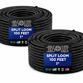 Absolute SLT10-200 200' 1" 25mm Split Wire Loom Conduit Polyethylene Corrugated Tubing Sleeve Tube