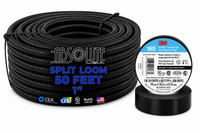 Absolute SLT10-50 50' 1" 25mm Split Wire Loom Sleeve Tube & 3M 165 Electrical Tape
