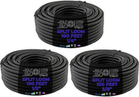 Absolute 3 Rolls 100 Feet Black 1/4" + 3/8" + 1/2" Split Loom