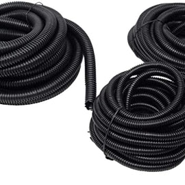 Absolute 3 Rolls 100 Feet Black 1/4" + 3/8" + 1/2" Split Loom Wire w/ Conduit Corrugated Plastic Tubing Sleeve