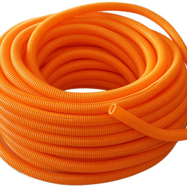 Absolute SLT14-100OR 100' 1/4" 5mm orange split wire loom conduit polyethylene corrugated tubing sleeve tube